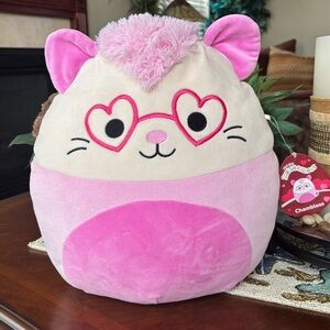 Brand New Squishmallow Chambless The Possum Pink Heart Shaped Glasses Valentines